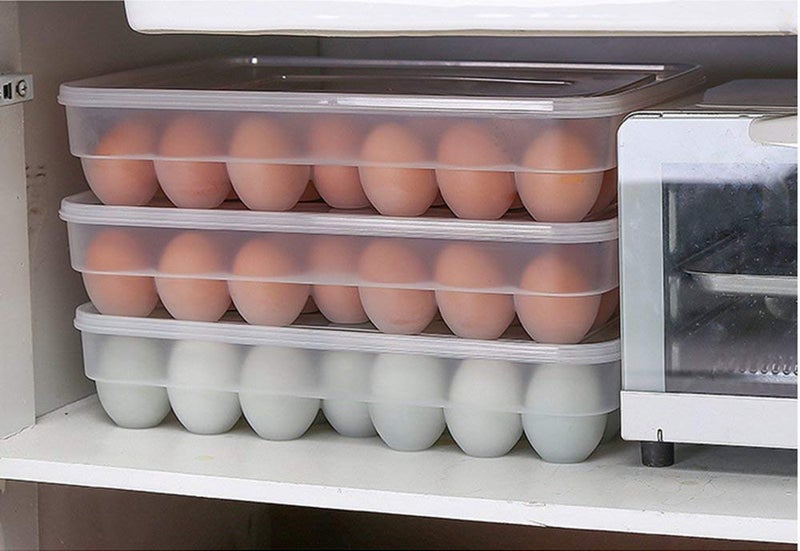SNAPSHOPECOM Plastic Refrigerator Storage Box 24 Grids Plastic Egg Box Eggs Case Organizer Holder Container Dispenser Tray for Refrigerator Capacity Single Layer24 1 pcs - Image 5