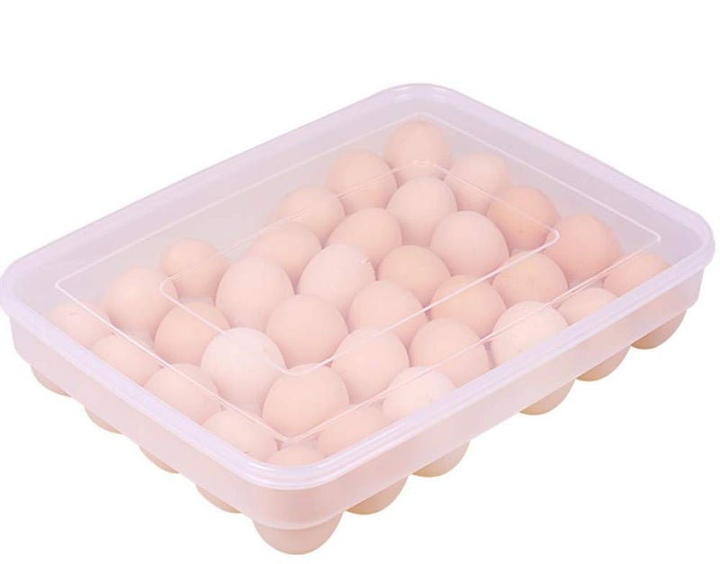 SNAPSHOPECOM Plastic Refrigerator Storage Box 24 Grids Plastic Egg Box Eggs Case Organizer Holder Container Dispenser Tray for Refrigerator Capacity Single Layer24 1 pcs - Image 1