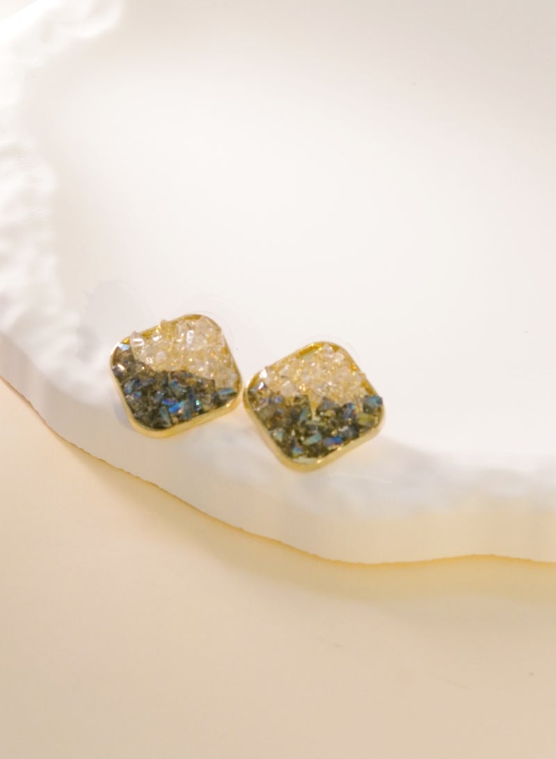 Lavida Gray crystal square earrings, modern geometric sparkling earrings, suitable for daily wear, commuting, and dating - Image 3