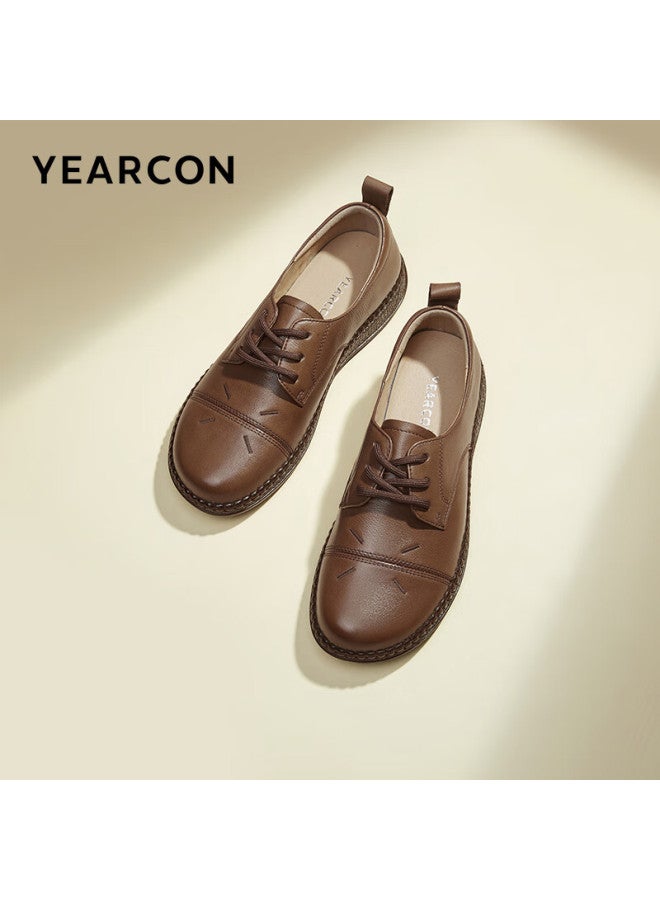 YEARCON Yierkang Lune June Gift For Parents, Flat Heel Middle-aged And Elderly Mom Shoes, Soft Sole Slip-on Grandma Shoes, Beige, Size 39 - Image 2