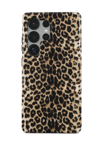 BURGA Samsung Galaxy S25 Ultra Case, 2 Piece Hard Shell + TPU Interior, Shock Absorption, All Port Accessible, Raised Bezel For Screen & Camera Protection,Player black leopard print design.