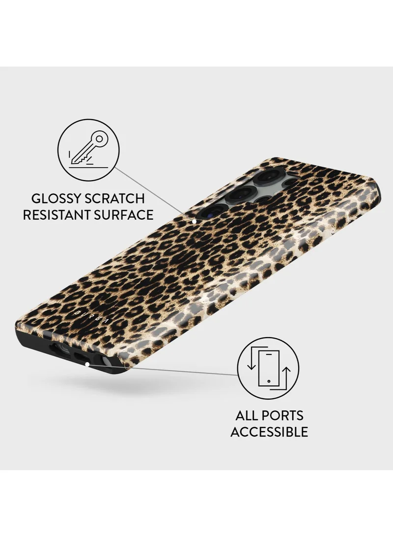 BURGA Samsung Galaxy S25 Ultra Case, 2 Piece Hard Shell + TPU Interior, Shock Absorption, All Port Accessible, Raised Bezel For Screen & Camera Protection,Player black leopard print design.