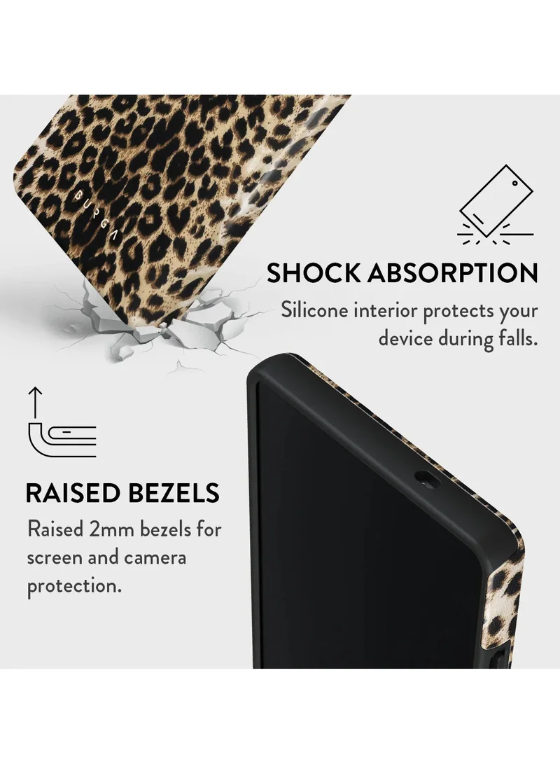 BURGA Samsung Galaxy S25 Ultra Case, 2 Piece Hard Shell + TPU Interior, Shock Absorption, All Port Accessible, Raised Bezel For Screen & Camera Protection,Player black leopard print design.