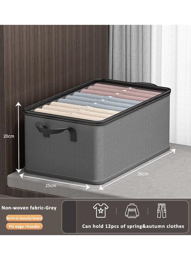 HQ-GAMING Wardrobe Clothes Organizer Foldable Closet Storage Organizer Closet Storage Box with Handle Collapsible Fabric Storage Cubes Organizer Cube Storage Bin for Clothing, T-Shirt, Pants, Toys & Books (Grey)  - Image 2