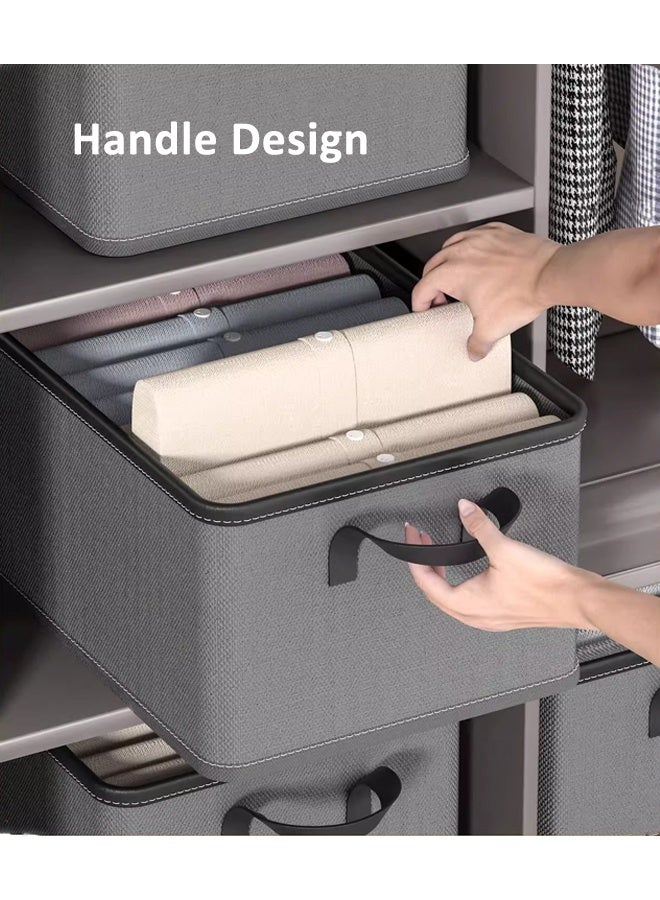 HQ-GAMING Wardrobe Clothes Organizer Foldable Closet Storage Organizer Closet Storage Box with Handle Collapsible Fabric Storage Cubes Organizer Cube Storage Bin for Clothing, T-Shirt, Pants, Toys & Books (Grey)  - Image 3