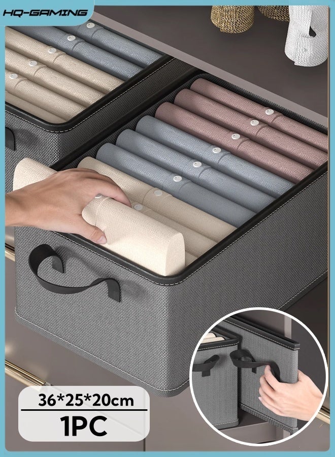 HQ-GAMING Wardrobe Clothes Organizer Foldable Closet Storage Organizer Closet Storage Box with Handle Collapsible Fabric Storage Cubes Organizer Cube Storage Bin for Clothing, T-Shirt, Pants, Toys & Books (Grey)  - Image 1