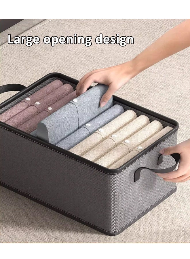 HQ-GAMING Wardrobe Clothes Organizer Foldable Closet Storage Organizer Closet Storage Box with Handle Collapsible Fabric Storage Cubes Organizer Cube Storage Bin for Clothing, T-Shirt, Pants, Toys & Books (Grey)  - Image 4