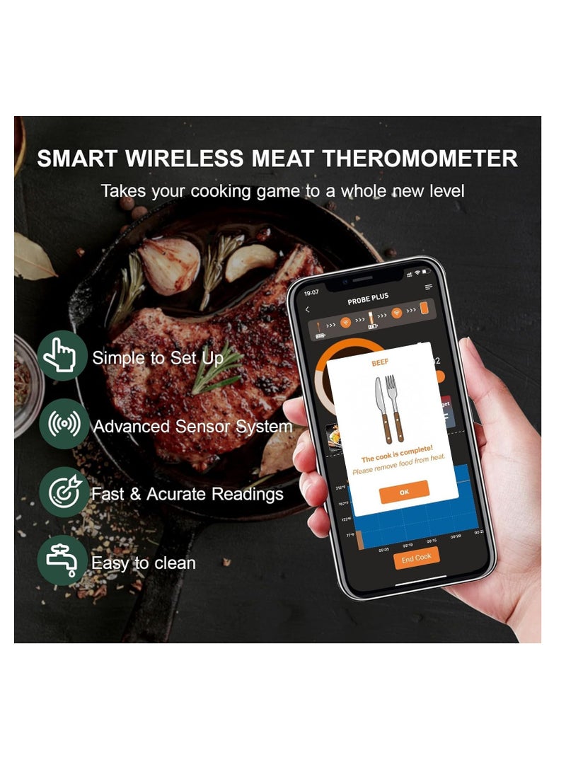 SYOSI 300FT Smart Meat Thermometer Wireless - Monitor Your BBQ with Ease! Bluetooth Meat Thermometer for Grilling and Smoking - Extended 16-Hour Probe Life - Image 4