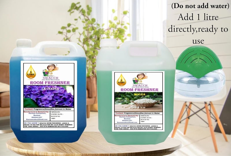 swacch Room Freshner For Home Car Wash Room instant Refreshing Fragrance I EcoFriendly Formula I Skin Friendly I Ready to use I Water Based I Lavender Mogra 5 Litre Combo Pack of 2  - Image 2