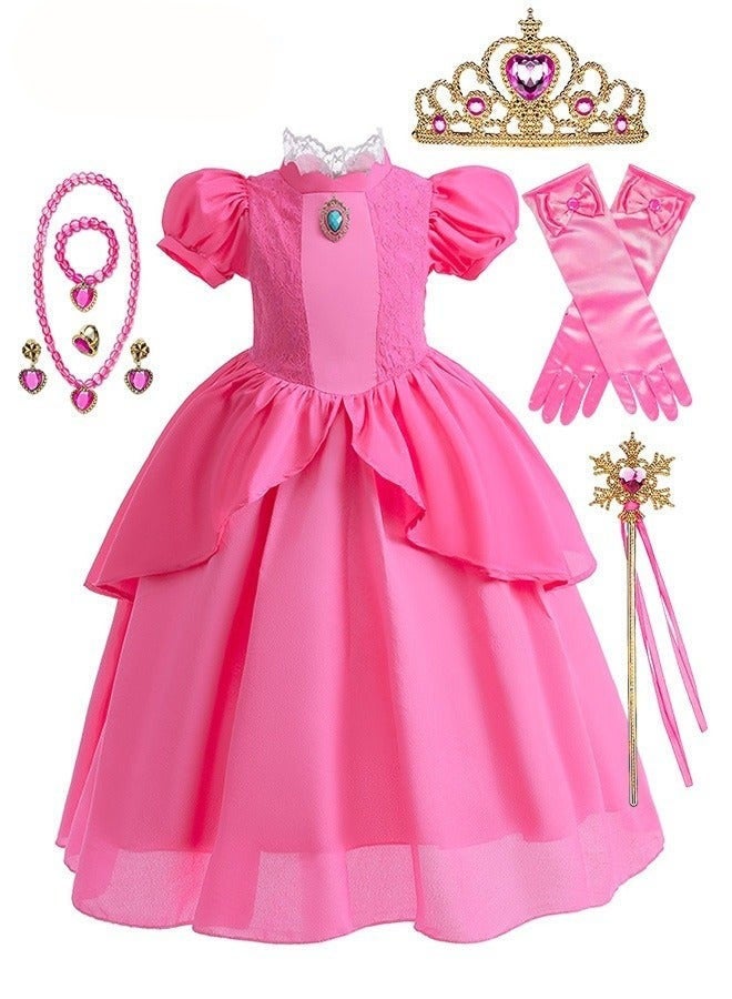 DURKU Elegant Princess Dress Set with 7 Accessories for Girls - Perfect for Parties, Birthdays, Prom, and Cosplay, 100 cm - Image 1