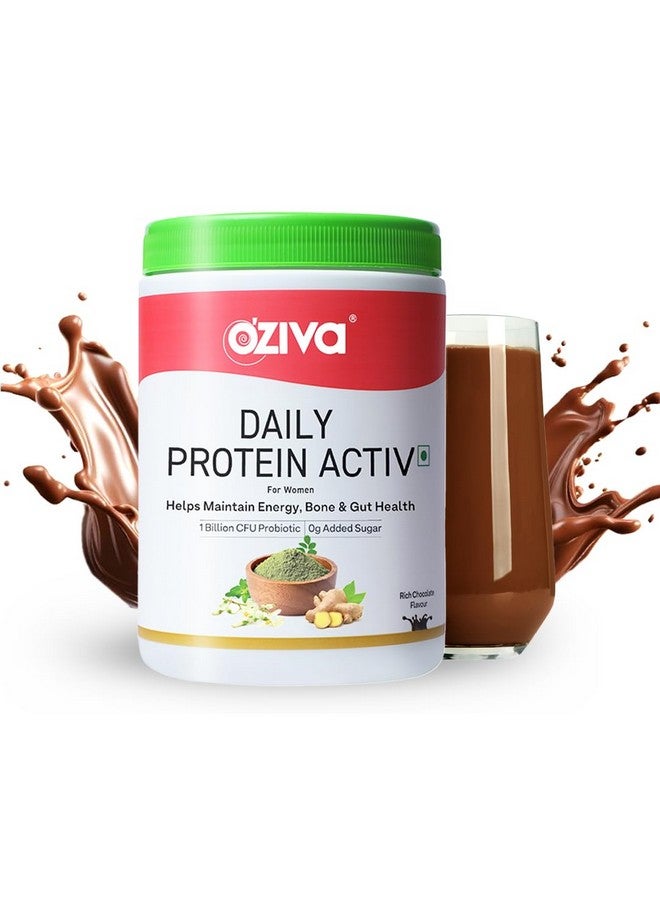 OZiva Daily Protein Activ for Women | Best Protein Powder for Women with 120g Protein, Probiotics, Shatavari for Increased Energy Levels, Bone Health and Hormonal Balance 300g (Chocolate, Pack 1) - Image 1