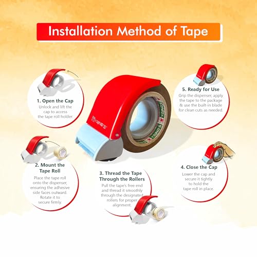 YAJNAS 2 Inch Tape Dispenser Handy for Packing Packages Lightweight Ergonomic Industrial Heavy Duty Handy Tape Cutter for Couriers Pack of 1 - Image 5