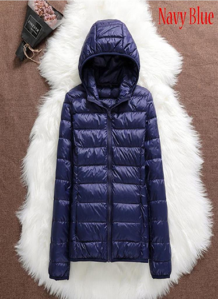 Eckek - Women Casual Windproof Parka White Duck Down Jacket Coat Hooded Warm Autumn Winter - Image 1