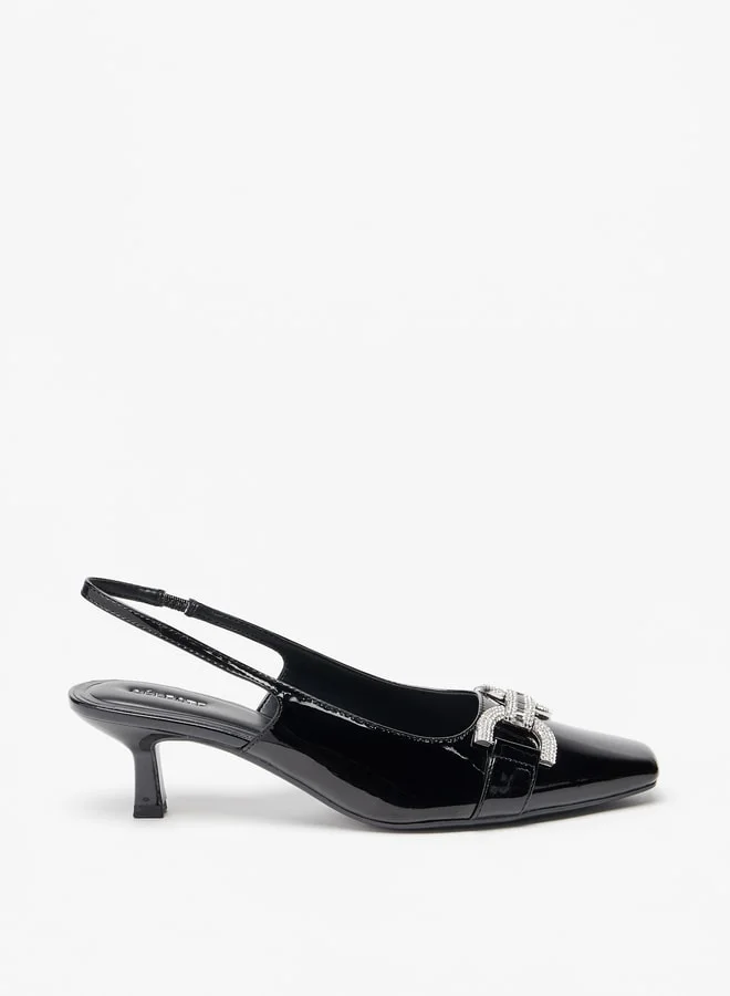 Celeste Women's Embellished Slingback Sandals with Kitten Heels