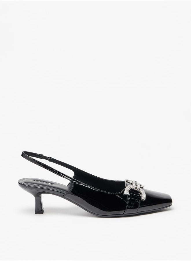 Celeste - Women's Embellished Slingback Sandals with Kitten Heels - Image 1