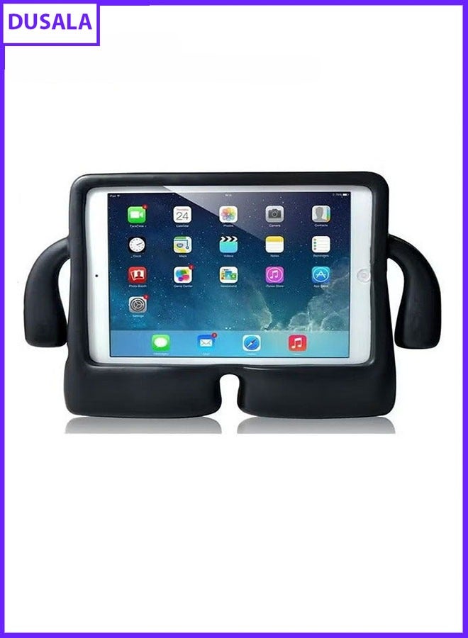 DUSALA Kids Shock‑Proof EVA Case with Handle & Stand for iPad 10.2 9th Gen Bright Durable Cover(Black)