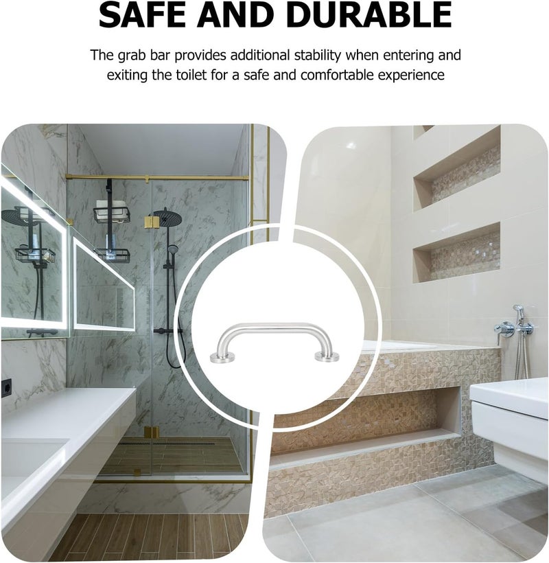 Stainless Steel Safety Grab Bar 2pcs Non-Slip Bathtub Handrails Bathroom Support Handles for Elderly and Disabled, 19x200mm Sanded Finish, Bathroom Safety and Accessibility Aid - Image 3