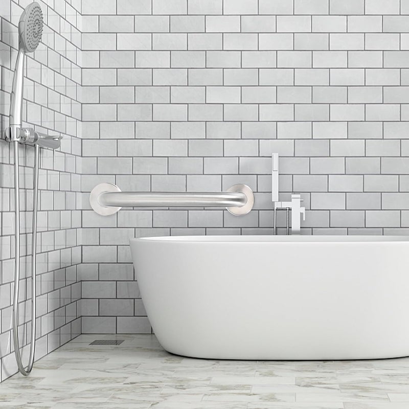 Stainless Steel Safety Grab Bar 2pcs Non-Slip Bathtub Handrails Bathroom Support Handles for Elderly and Disabled, 19x200mm Sanded Finish, Bathroom Safety and Accessibility Aid - Image 5