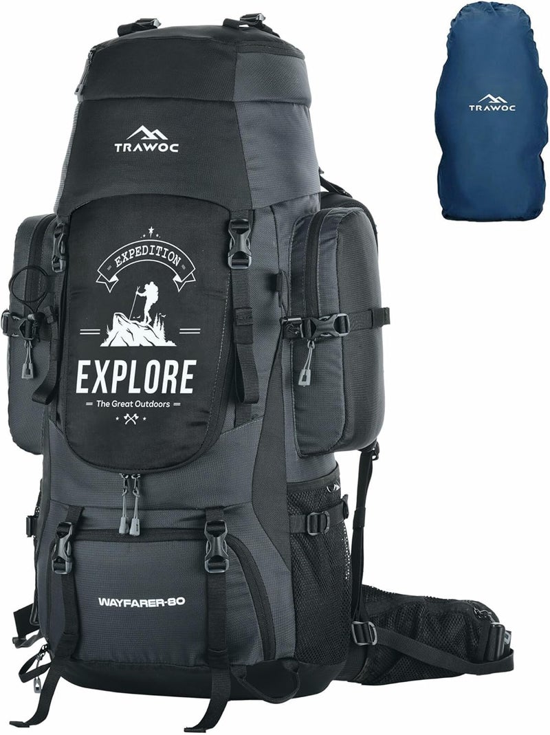 Trawoc حقيبة ظهر ترافوك وايفار 80 لتر للتخييم والمشي لمسافات طويلة - Image 1