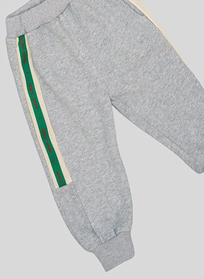 babyqlo Striped Bear Patch Sweatshirt With Joggers