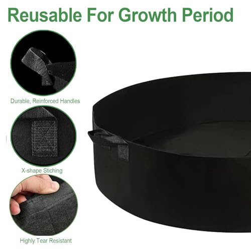 ZtohPyo 2-Pack 15 Gallon Grow Bags,Round Fabric Raised Garden Beds with 2 Handles,Durable Garden Planter Cloth Pots Container to Grow Vegetables for Outdoor Plants - Image 3