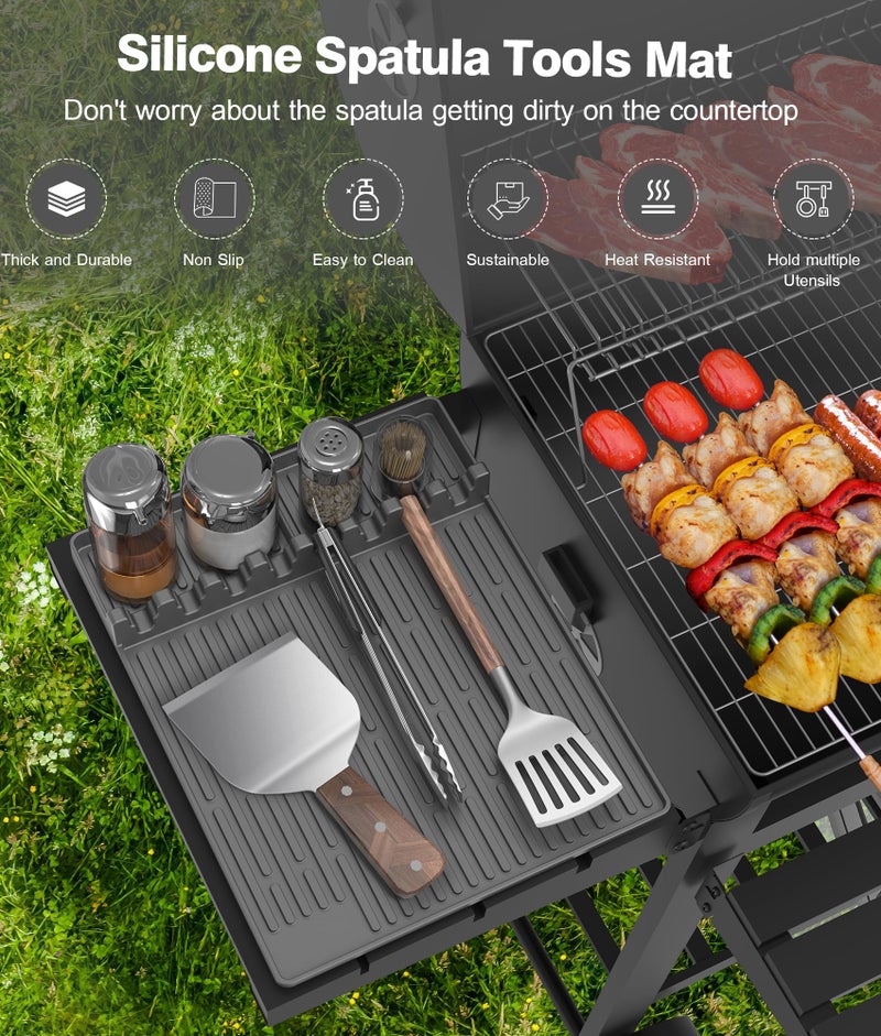Uozuke Silicone Griddle Tools Mat for Blackstone - Large Silicone Spatula Mat with Drip Pad - Griddle Mats BBQ Grill Accessories - Side Shelf Mats Grill Pad for Blackstone Griddles Accessoriesï¼ˆGrayï¼‰ - Image 2