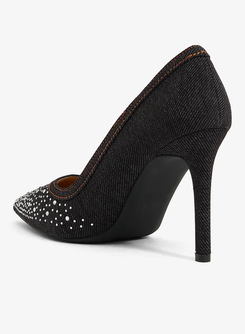 Anne Michelle Black High Heeled Pointed Pump for Women | Best Price UAE