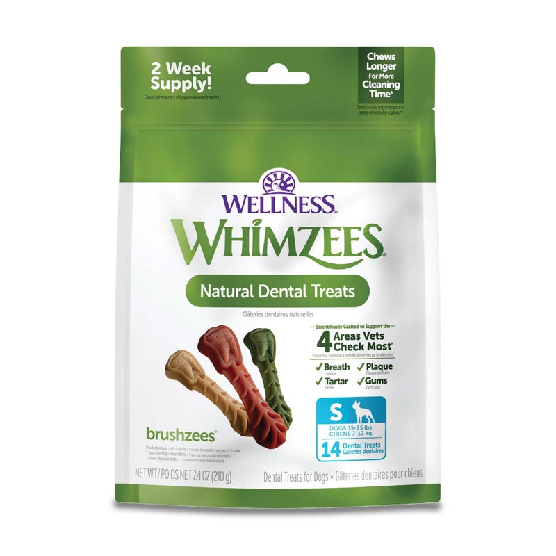 WHIMZEES Wellness Daily Brushzees Dog Dental Treats, Small Size Stick, (14 Count) - Image 1