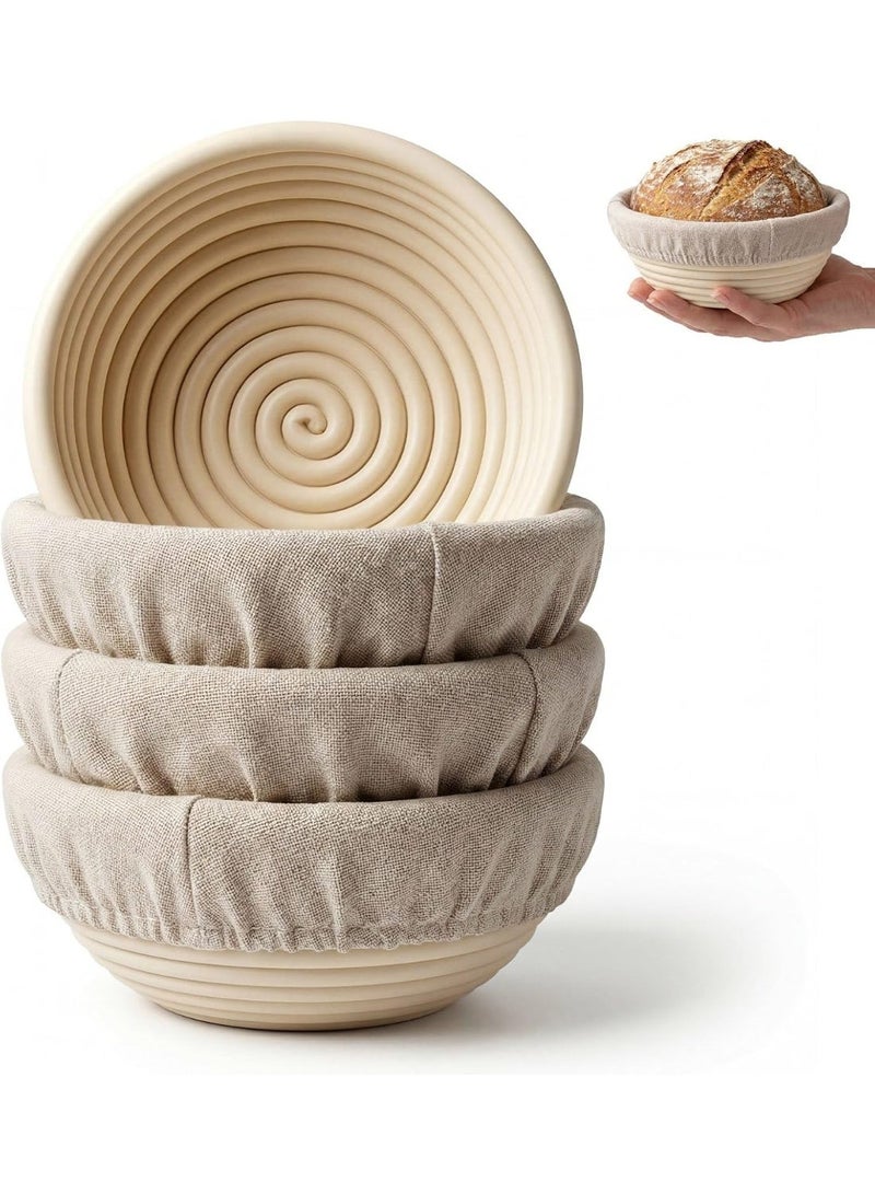 NIUB 5 Inch Mini Banneton Bread Proofing Basket Set of 4, Easy-Clean Round Sourdough Proofing Basket, Small Banneton for Sourdough Bread Baking Supplies with Liners - Image 1