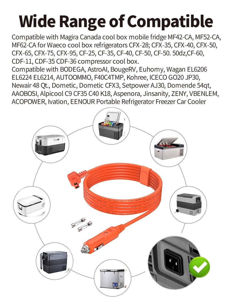 Tonton 16AWG 12V/24V DC Power Cord Cable 11.6FT 3.5M for Car Refrigerator Compatible with Alpicool, Bodega, Euhomy, BougeRV, ARB, Dometic, ICECO, Setpower, JoyTutus Portable Fridge Freezer Compressor Cooler - Image 5