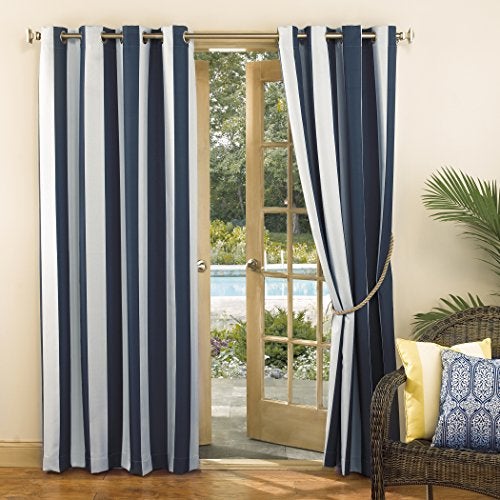 Sun Zero Valencia 2-Pack Cabana Stripe Indoor/Outdoor UV Protectant Energy Efficient Grommet Curtain Panel Pair - Image 4