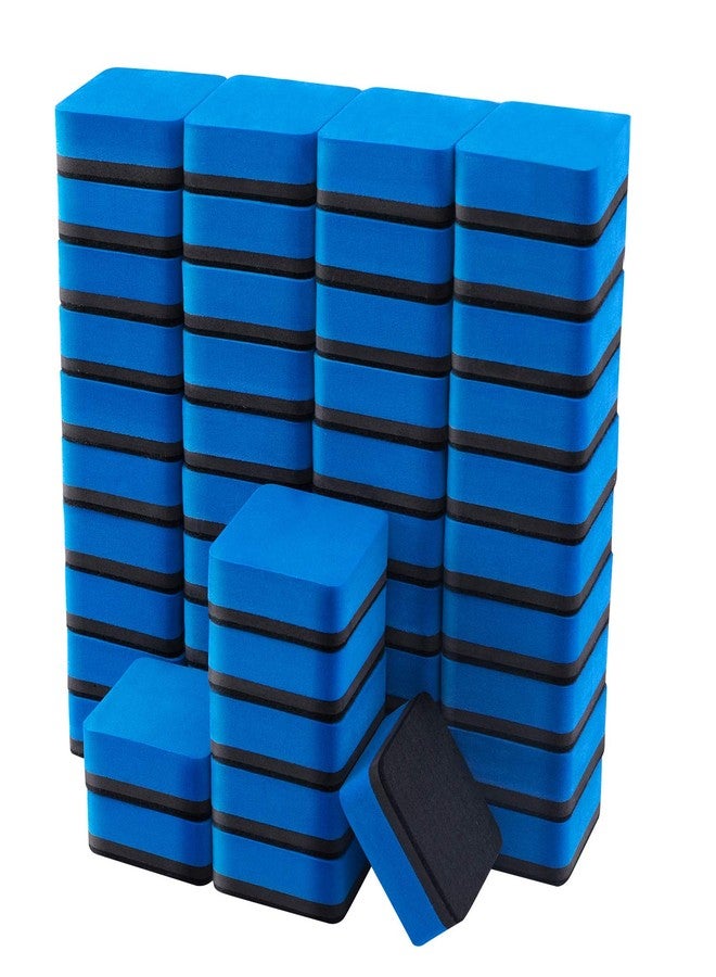 favide Favourde 48 Pack Magnetic Whiteboard Dry Erase Erasers Chalkboard Cleansers for Classroom, Home and Office (Blue) - Image 1