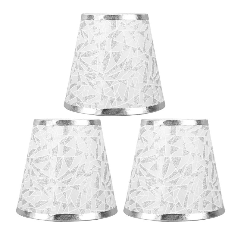 Cloth Lampshade Clip On Design Modern Barrel Fabric Lamp Shades for E14 Bulb Chandelier Wall Lamp 3pcs Silver - Image 1