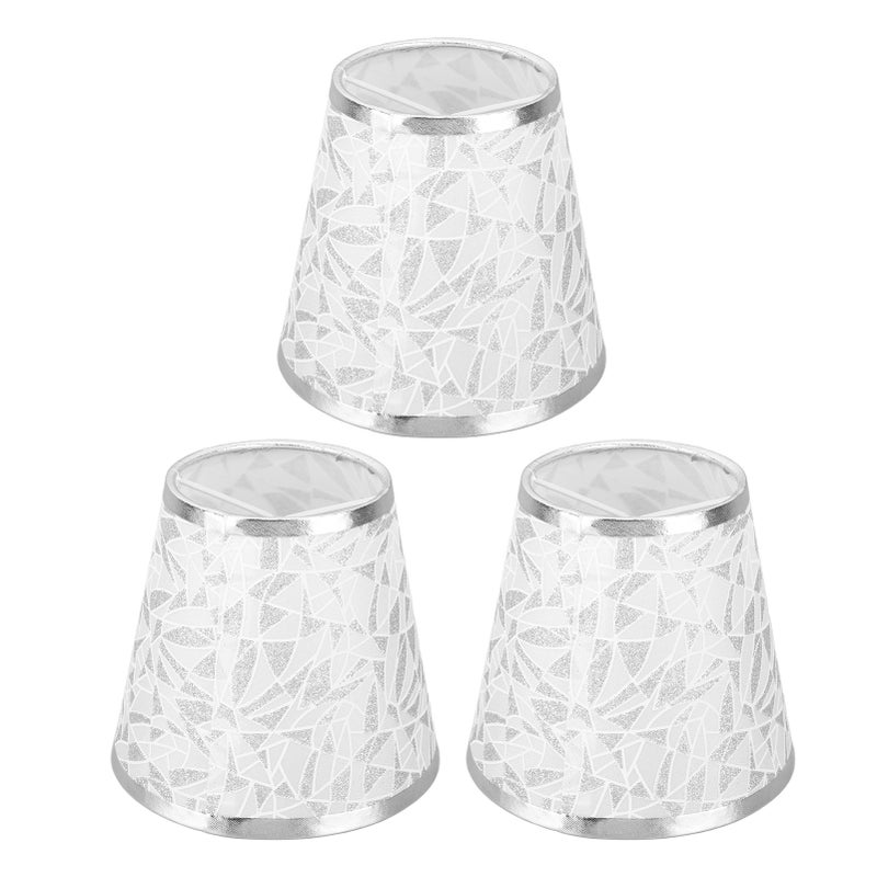 Cloth Lampshade Clip On Design Modern Barrel Fabric Lamp Shades for E14 Bulb Chandelier Wall Lamp 3pcs Silver - Image 2