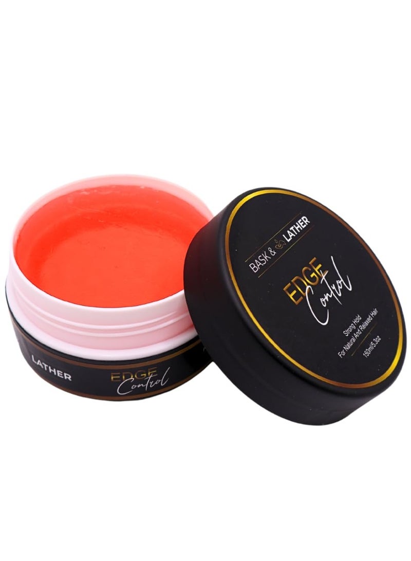 إيدج جل BASK & FOAM Strong Hold Edge Control بزيت الخروع، غير دهني، غير متقشر، خال من الجبيرة البيضاء، يدوم طويلا، يدعم نمو الشعر، تركيبة طبيعية، لجميع أنواع الشعر، 5.3 أونصة سائلة - Image 1