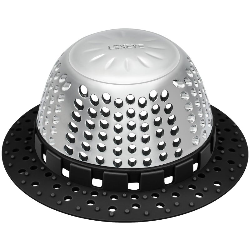 LEKEYE Shower Drain Hair CatcherBathtub Drain CoverDrain Protector for PopUp  Regular DrainsBlack