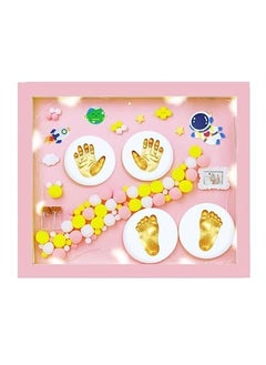 AASTIK SALES AASTIK Baby Clay Handprint Footprint Wooden Rectangular Wall Mount Frame With Led Light New Born Baby Gifts Set 1St Birthday Gift Baby Shower Gift Includes Safe NonToxic Clay Pink  - Image 1