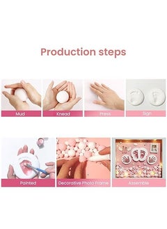 AASTIK SALES AASTIK Baby Clay Handprint Footprint Wooden Rectangular Wall Mount Frame With Led Light New Born Baby Gifts Set 1St Birthday Gift Baby Shower Gift Includes Safe NonToxic Clay Pink  - Image 4