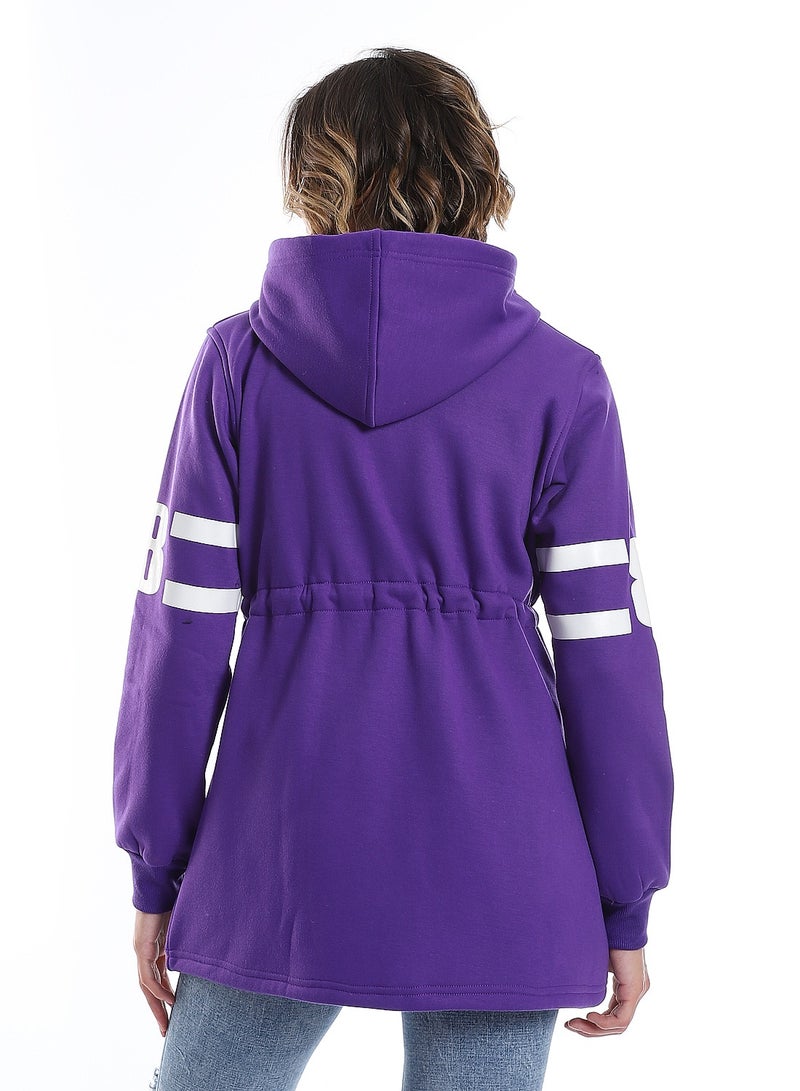 Caesar Women Hoodie With Front Zipper And Printed Sleeves - Image 3