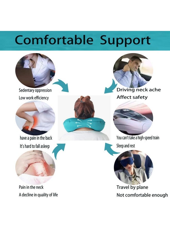 N.C U-Shaped Neck Pillow, Automatic Inflatable Camping/Travel Pillow for Travel Travel Pillow Soft Velvet Inflatable Pillow for Office, Airplane, Home, Carry-on, Comfortable and Convenient (Navy Blue) - Image 5