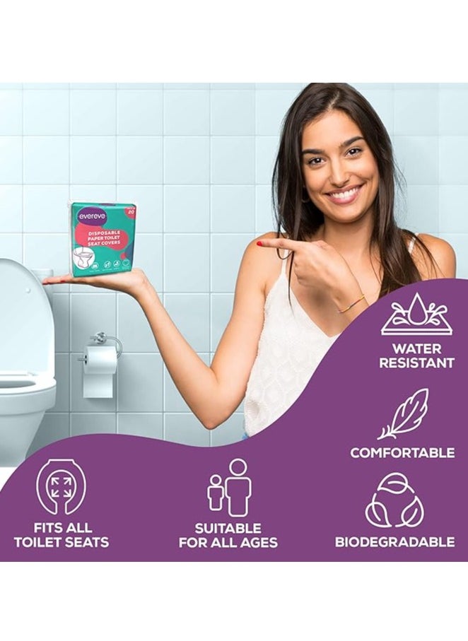 Evereve - Disposable Paper Toilet Seat Covers for Women & Men, 20 sheets, No toilet-borne diseases, Water-resistant, Comfortable & hygienic, Easy to carry & use, Eco-friendly, Must for outdoors - Image 1