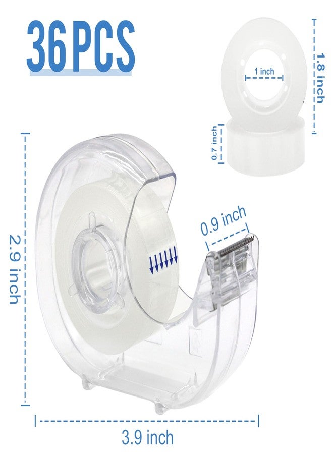 JEFURE 36 Pcs Transparent Tape with Dispenser, 0.7 in x 1000 in Clear Tapes and Refillable Dispensers, Office Tape Rolls with Dispenser Bulk for Craft Jobs, Gift Wrapping, Repairing, Home and School - Image 2