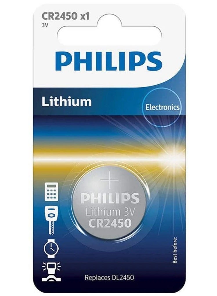 Philips CR2450 Button Lithium Coin Battery 3V - 1 piece - Image 1