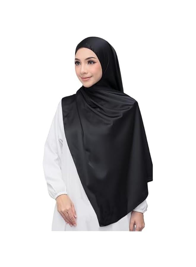 Arabest Elegant Satin Hijab Head Scarf Shawl for Muslim Ladies - Long Wrap