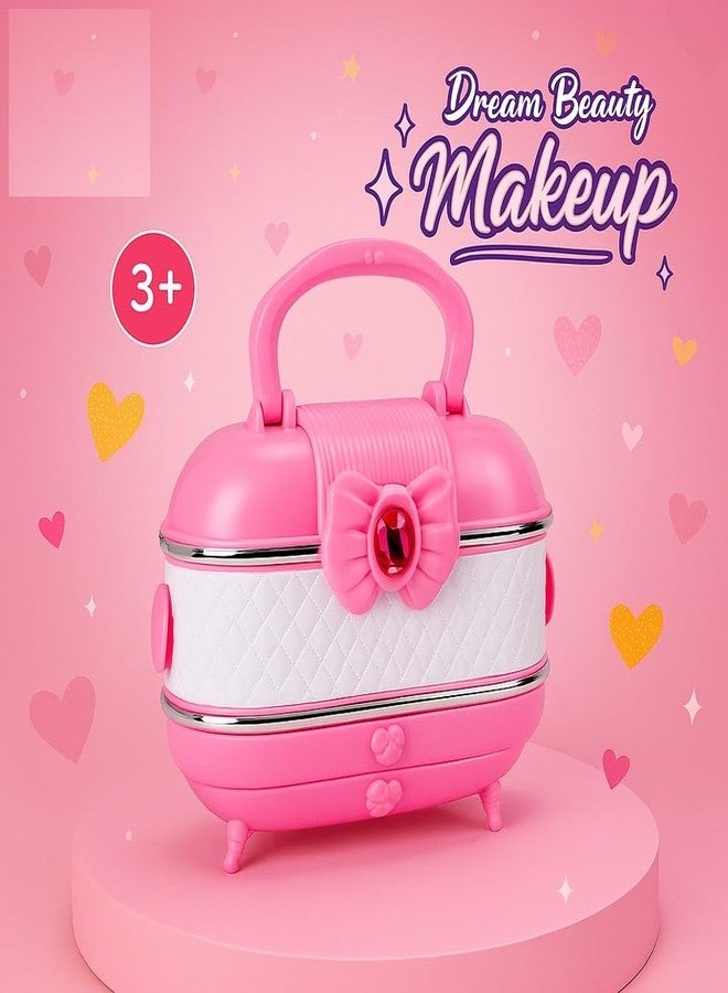 PLUSPOINT Kids Makeup Suitcase Kit for Girl, Washable Makeup Set for Girls, Toys Children Play Makeup Kit with Folding Case Birthday Gifts for Age 4 5 6 7 8 Year Old Dream Beauty Makeup Set for Girls - Image 2