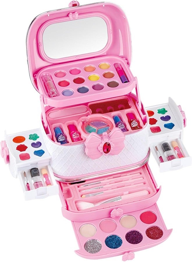 PLUSPOINT Kids Makeup Suitcase Kit for Girl, Washable Makeup Set for Girls, Toys Children Play Makeup Kit with Folding Case Birthday Gifts for Age 4 5 6 7 8 Year Old Dream Beauty Makeup Set for Girls - Image 3
