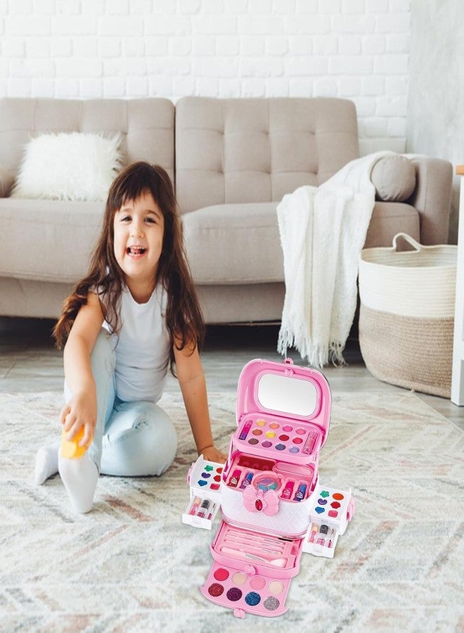 PLUSPOINT Kids Makeup Suitcase Kit for Girl, Washable Makeup Set for Girls, Toys Children Play Makeup Kit with Folding Case Birthday Gifts for Age 4 5 6 7 8 Year Old Dream Beauty Makeup Set for Girls - Image 4