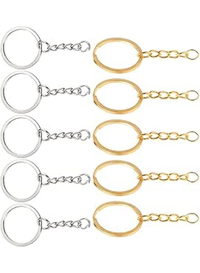DIY Key Chain Split Key Rings 40 Pcs with Chains and Jump Rings for Crafting in Gold and Silver Color Mix - Image 1