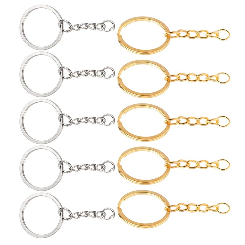 DIY Key Chain Split Key Rings 40 Pcs with Chains and Jump Rings for Crafting in Gold and Silver Color Mix - Image 2