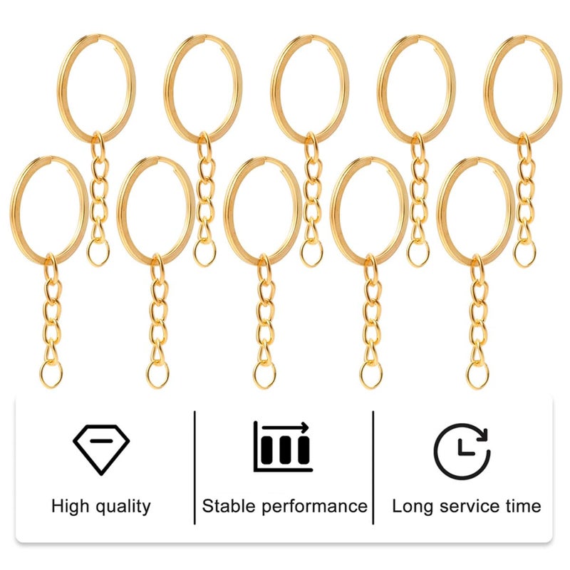 DIY Key Chain Split Key Rings 40 Pcs with Chains and Jump Rings for Crafting in Gold and Silver Color Mix - Image 4